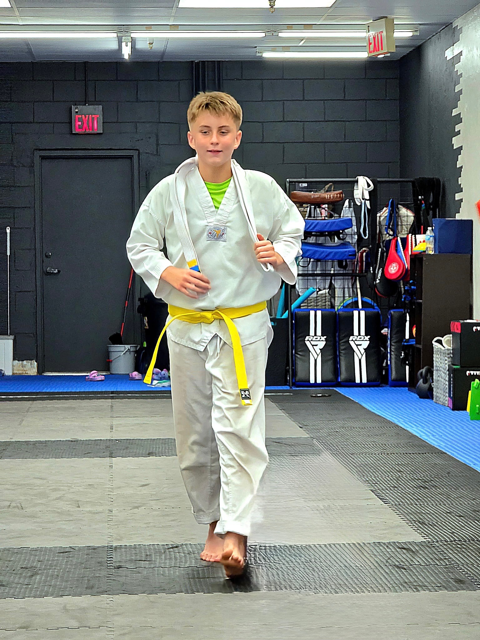 Earning his yellow belt